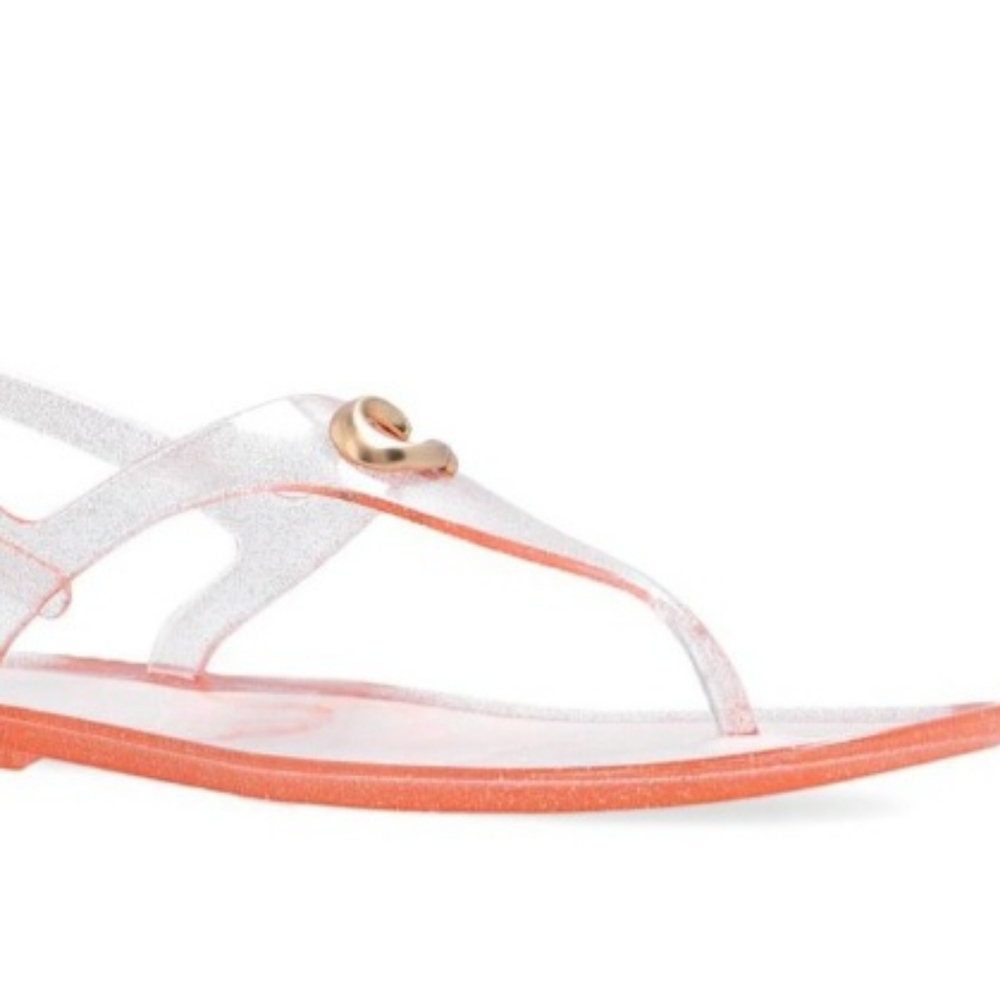 COACH Pink Sparkle Natalee Flat Toepost Sandals Size 10 NEW - Picture 6 of 12